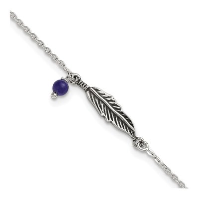 Sterling Silver Blue Lapis Feather Anklet