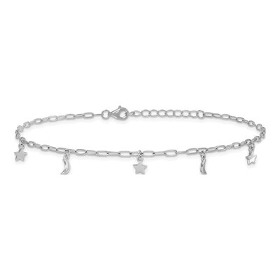 Sterling Silver Moon Star Anklet – view 4