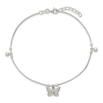 Sterling Silver Beaded Butterfly Anklet – view 5