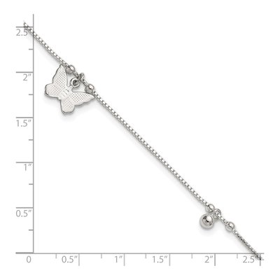 Sterling Silver Beaded Butterfly Anklet – view 7