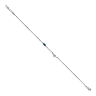 Sterling Silver Enamel Eye Leaf Anklet – view 3