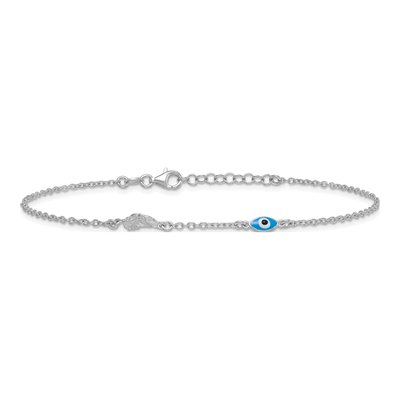 Sterling Silver Enamel Eye Leaf Anklet – view 4