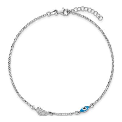 Sterling Silver Enamel Eye Leaf Anklet – view 5