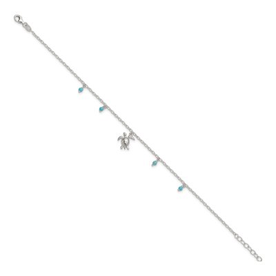 Sterling Silver Turquoise Turtle Anklet – view 3