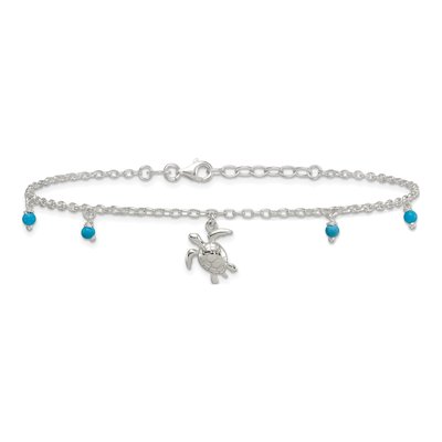 Sterling Silver Turquoise Turtle Anklet – view 4