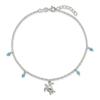 Sterling Silver Turquoise Turtle Anklet – view 5