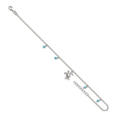 Sterling Silver Turquoise Turtle Anklet – view 6