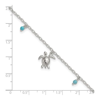 Sterling Silver Turquoise Turtle Anklet – view 7
