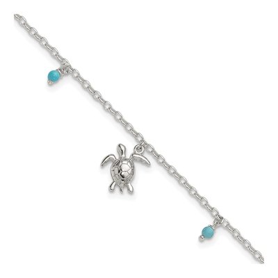 Sterling Silver Turquoise Turtle Anklet