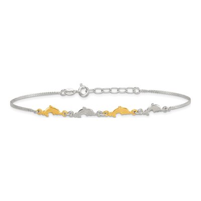 Sterling Silver Dolphin Anklet – view 4