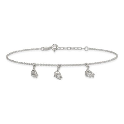 Sterling Silver CZ Dolphin Anklet – view 4