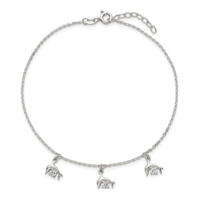 Sterling Silver CZ Dolphin Anklet – view 5