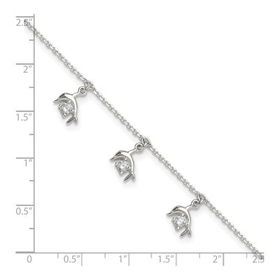 Sterling Silver CZ Dolphin Anklet – view 7
