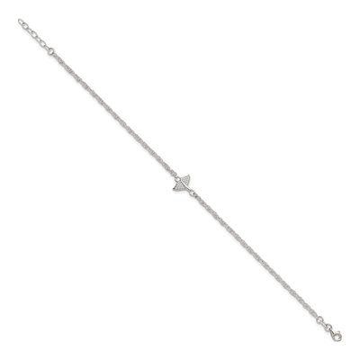 Sterling Silver CZ Whale Tail Anklet – view 3