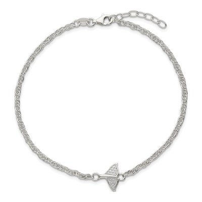 Sterling Silver CZ Whale Tail Anklet – view 5