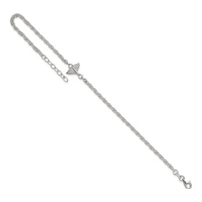 Sterling Silver CZ Whale Tail Anklet – view 6