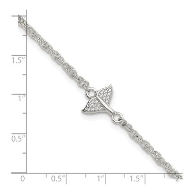 Sterling Silver CZ Whale Tail Anklet – view 7