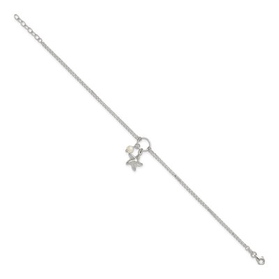 Sterling Silver Freshwater Cultured Pearl Starfish Anklet – view 2