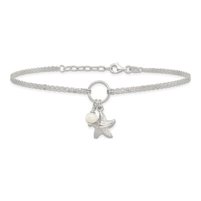 Sterling Silver Freshwater Cultured Pearl Starfish Anklet – view 3
