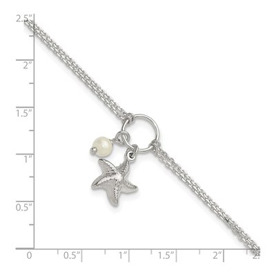Sterling Silver Freshwater Cultured Pearl Starfish Anklet – view 5