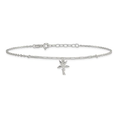 Sterling Silver CZ Palm Tree Anklet – view 4