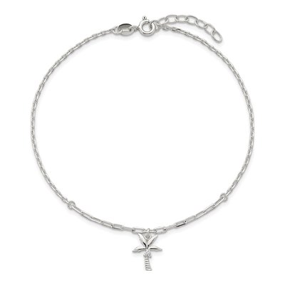 Sterling Silver CZ Palm Tree Anklet – view 5