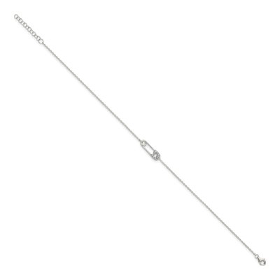 Sterling Silver CZ Safety Pin Anklet – view 3