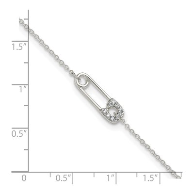 Sterling Silver CZ Safety Pin Anklet – view 6