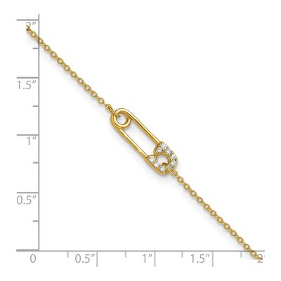 Gold-Plated Sterling Silver CZ Safety Pin Anklet – view 6
