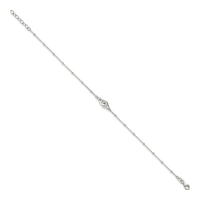 Sterling Silver CZ Interlocked Circles Anklet – view 3