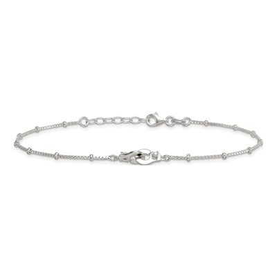 Sterling Silver CZ Interlocked Circles Anklet – view 4