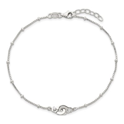 Sterling Silver CZ Interlocked Circles Anklet – view 5