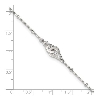 Sterling Silver CZ Interlocked Circles Anklet – view 7