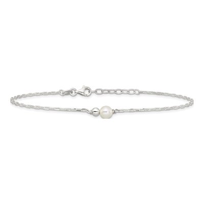 Sterling Silver Glass Pearl Anklet – view 3