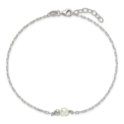 Sterling Silver Glass Pearl Anklet – view 4