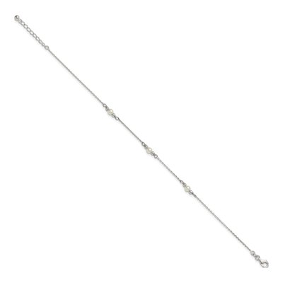 Sterling Silver Beaded Acrylic Pearl Anklet – view 2