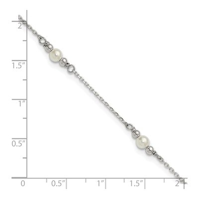 Sterling Silver Beaded Acrylic Pearl Anklet – view 5
