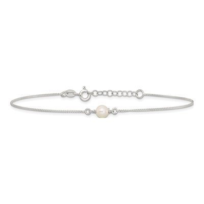 Sterling Silver Freshwater Cultured Pearl Plus Total Anklet – view 3
