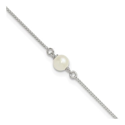 Sterling Silver Freshwater Cultured Pearl Plus Total Anklet