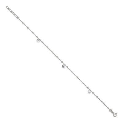 Sterling Silver CZ Beaded Anklet – view 3