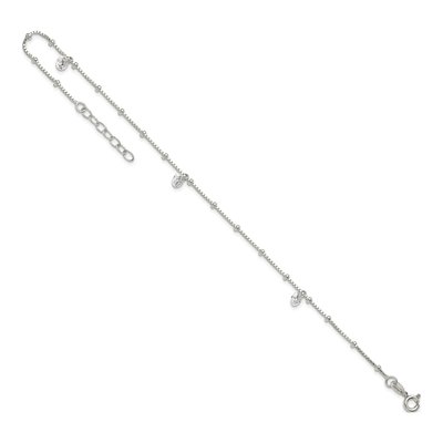 Sterling Silver CZ Beaded Anklet – view 6