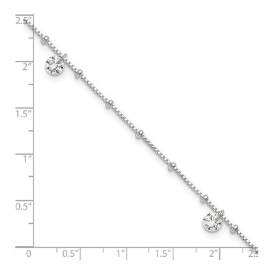 Sterling Silver CZ Beaded Anklet – view 7