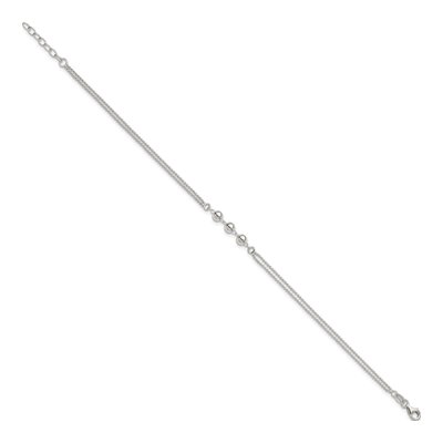 Sterling Silver 2-Strand Beaded Anklet – view 3