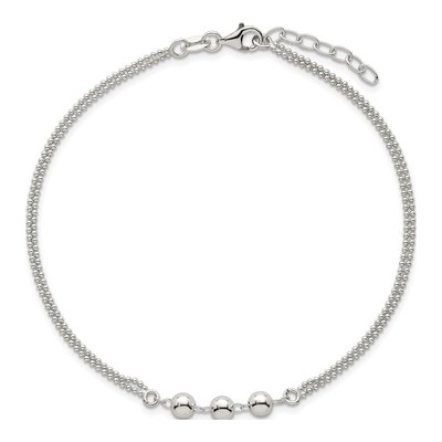 Sterling Silver 2-Strand Beaded Anklet – view 5
