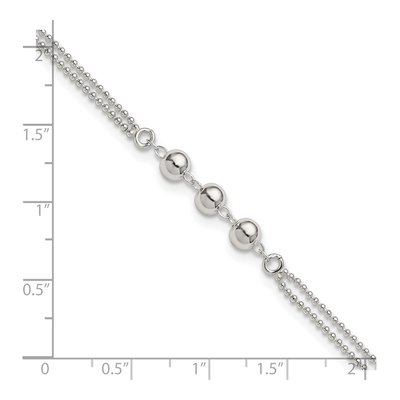 Sterling Silver 2-Strand Beaded Anklet – view 7