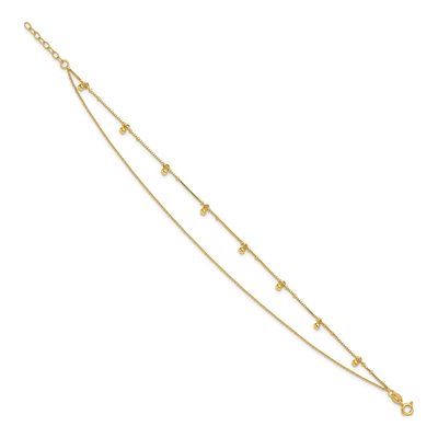 Gold-Plated Sterling Silver Beaded 2-Strand Anklet – view 3