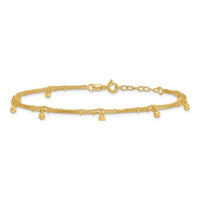 Gold-Plated Sterling Silver Beaded 2-Strand Anklet – view 4