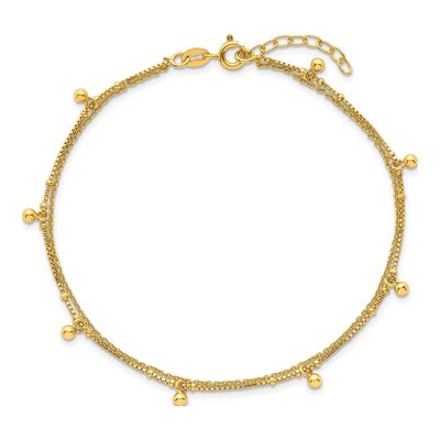 Gold-Plated Sterling Silver Beaded 2-Strand Anklet – view 5