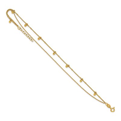 Gold-Plated Sterling Silver Beaded 2-Strand Anklet – view 6