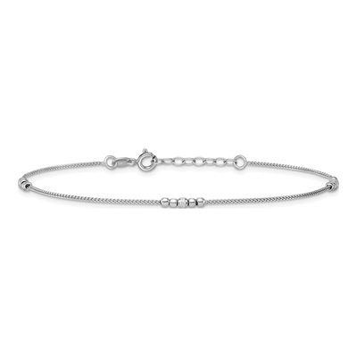 Sterling Silver Beaded Anklet – view 4